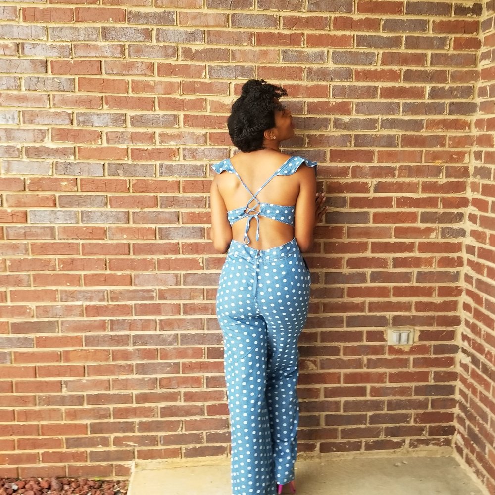 Rena's Denim Polka Dot Romper