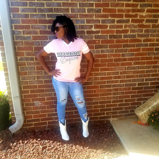 SUPPORT THE CAUSE COURAGEOUSLY ENDURE PINK JERSEY T-SHIRT