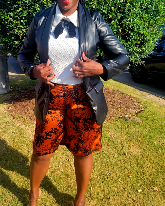 Women's Black Faux Leather Blazer