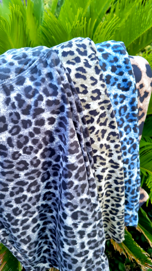 RENA'S MICROFIBER LEOPARD HIGH WAIST BIKER SHORTS
