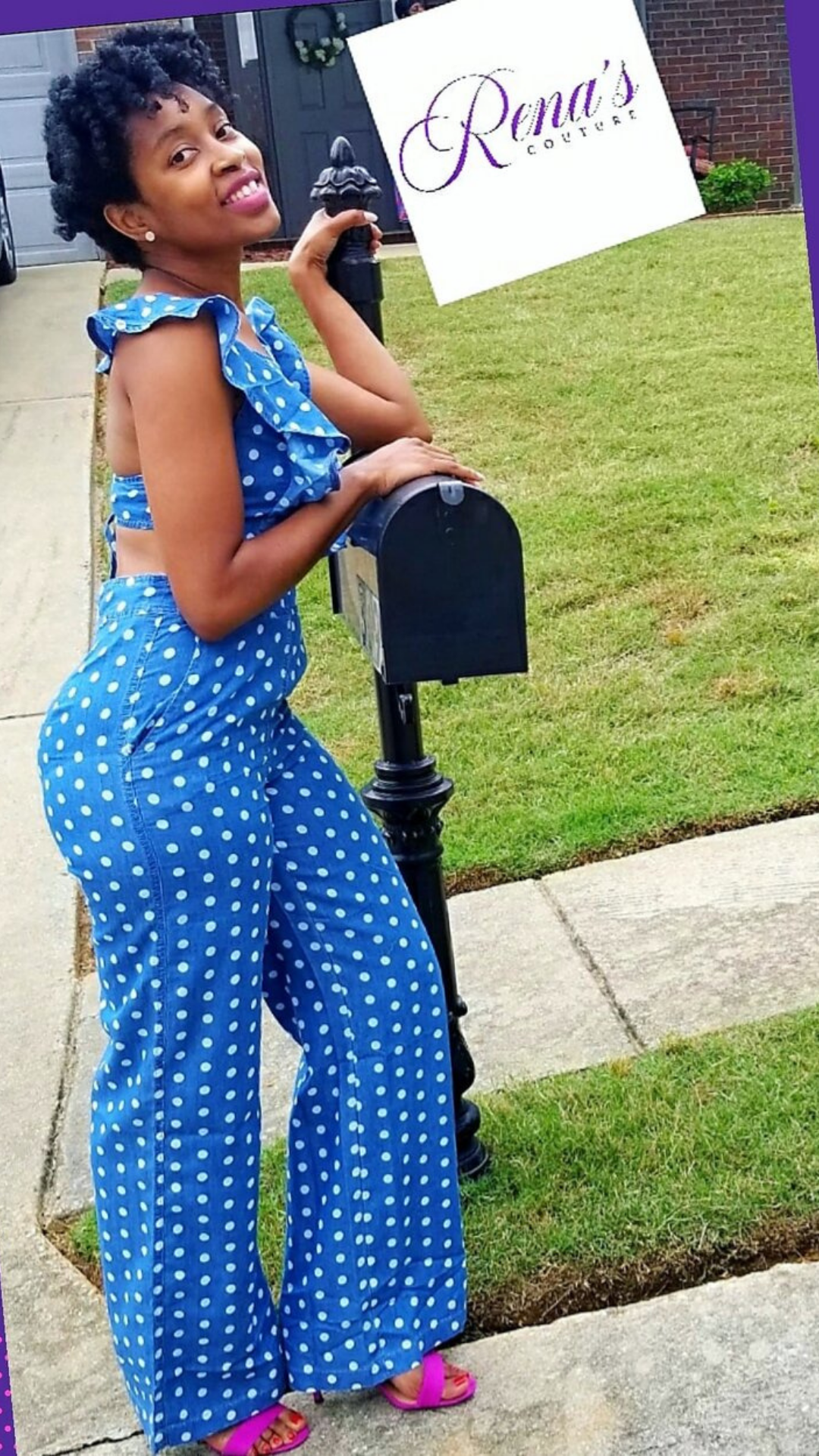 Rena's Denim Polka Dot Romper