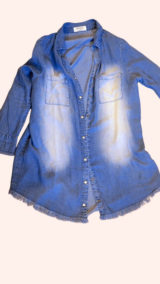 Women's Button Down Long Sleeve Denim Shirt